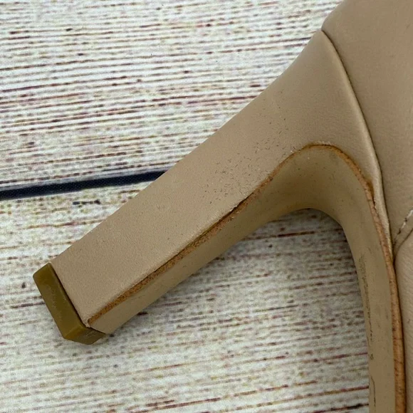 Marc Fisher Beige Ankle Strap Heels with Bow - Picture 3 of 8